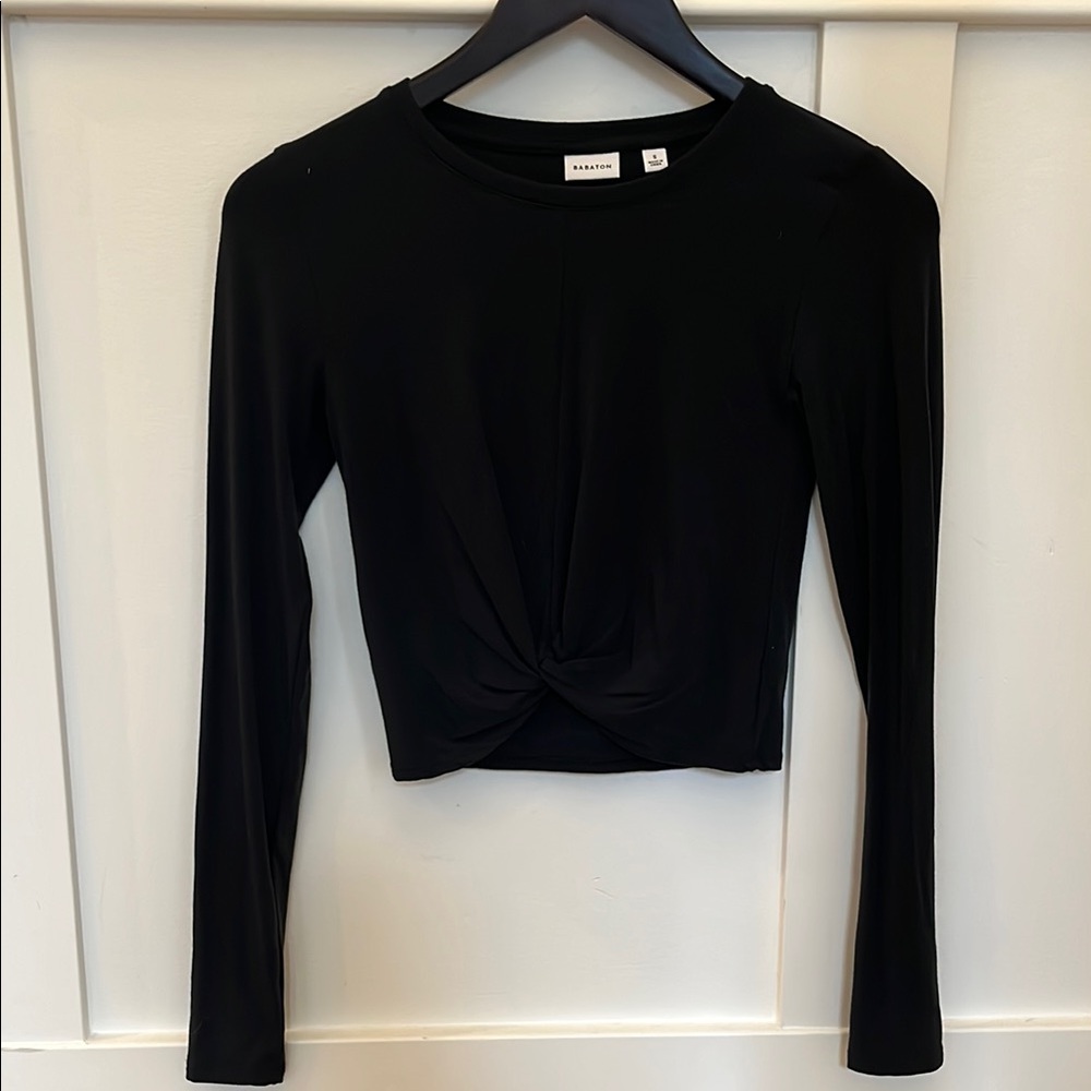 Aritzia Babylon Black Long Sleeve Twist Front Top